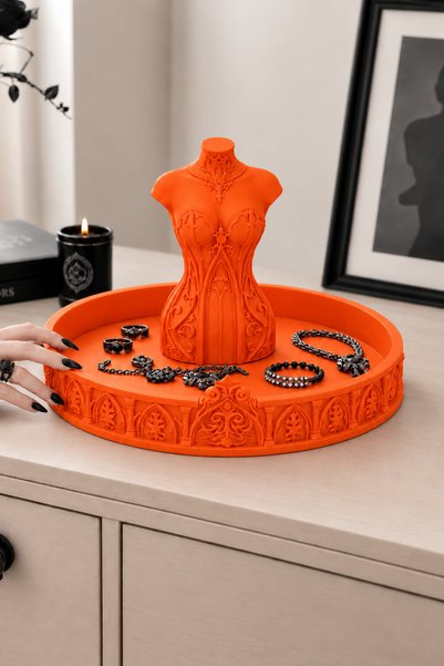 Belupa Gothic Women's Bust-Shaped Jewelry Tray: Decorative Ring and Earring O...