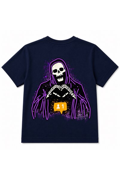 Rabona Fashion Tricou pentru copii cu schelet cu glugă mov – întuneric