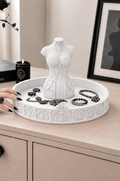 Belupa Gothic Women's Bust-Shaped Jewelry Tray: Decorative Ring and Earring O...