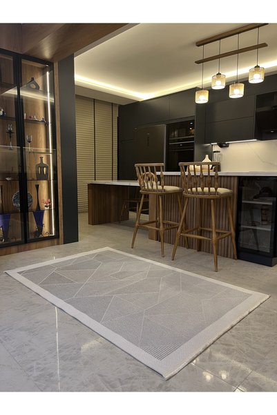 MaVaux Grande Geometrik Desenli Halı, Modern Salon ve Oturma Odası Halısı, İnce Düz Dokuma Kilim, Antre, Mutfak ve Yatak Odası İçin Dekoratif Zemin Halısı, Kolay Kullanımlı Kaydırmaz Taban