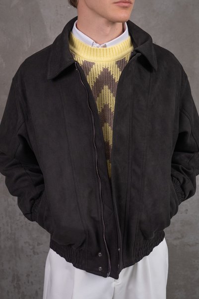 HYMAN Ανδρικό Oversize Bomber Μπουφάν από Σουέτ