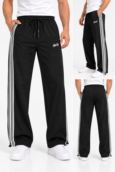 SİYAH ÇİZGİLİ ERKEK BAGGY EŞOFMAN