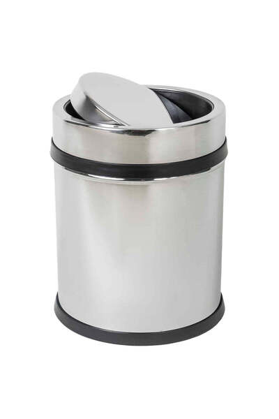 FOXMAG24 Stainless Steel Trash Can, Rotating Lid, 16L, Cylindrical
