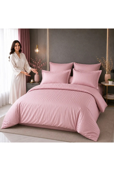 RALEX PUCIOASA Lenjerie de pat hotelieră Damasc 100% bumbac – Roz, King Size ...