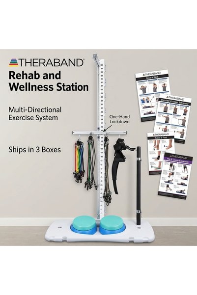THERABAND Rehab and Wellness Station, Wall-Mounted Multi-Directional Rehabili...