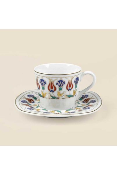 İpek Rumi 12 Parça 6 Kişilik Kahve Fincan Takımı - Renkli - 90 ml