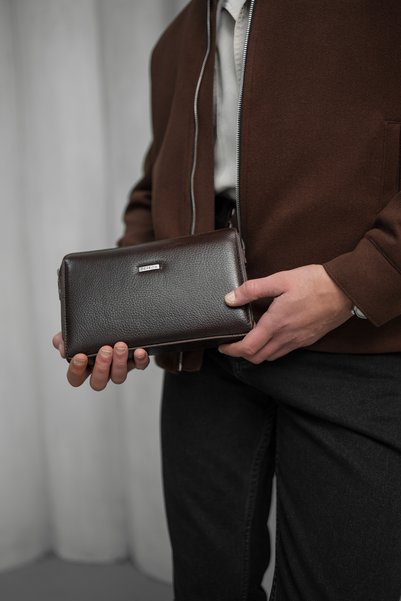 DERKON Fraxy Genuine Leather Clutch Bag with Fingerprint Reader