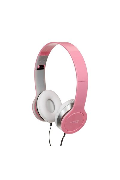 JMB Căști Audio Pliabile Roz-Alb, Cu Fir 1,2 m și Jack 3,5 mm, Design Compact...