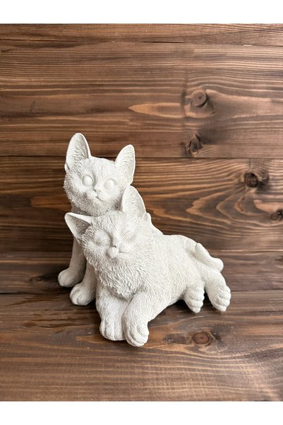 Ham Polyester 2’li Kedi Dekoratif Obje