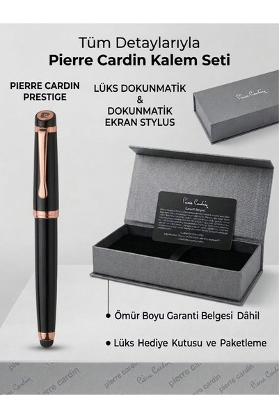 Touch Siyah Rose Gold Detaylı Kutulu Kalem