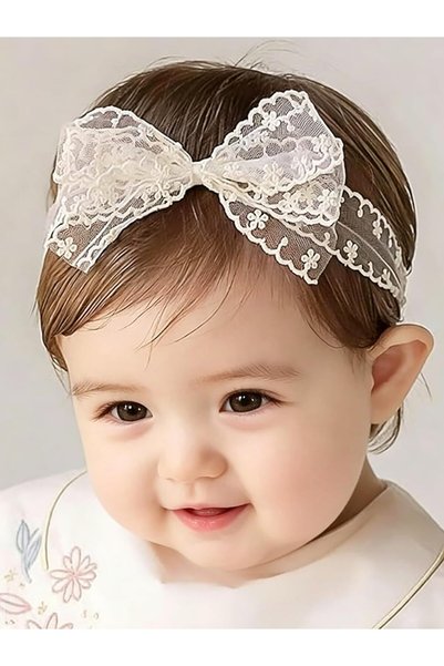 TERRIFI Baby Girls Bow Lace Headband Cute Soft Hairband, White Butterfly Knot...