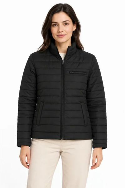 MYSSHOES Stand collar water repellent puffer quilted three pocket coat jacket...