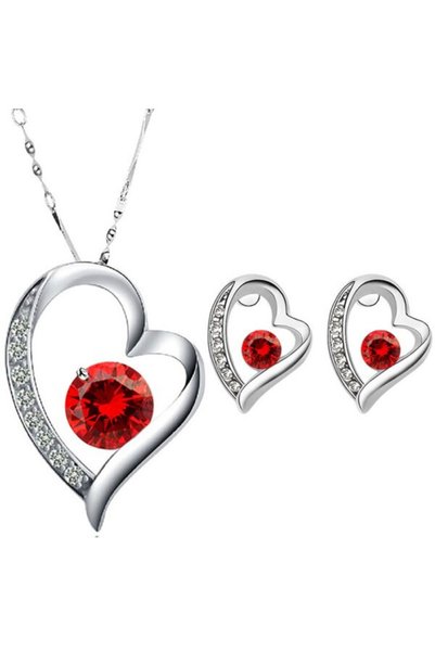 OEM Σετ Κοσμημάτων "Red Passion" με Κρύσταλλα Ζιρκόν Σκούρου Κόκκινου Χρώματο...