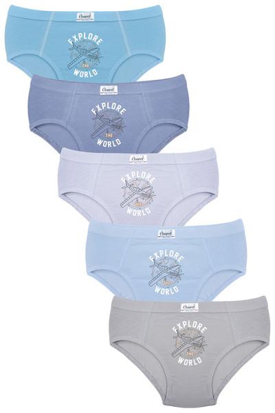 ROFT & BLACK ONUREL 5-Pack Boys' Printed Cotton-Lycra Stretch Fabric Boxer Br...
