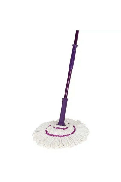 FOXMAG24 Click-Click Microfiber Mop, 130 cm Metal Handle, Blue, Twist Wringing