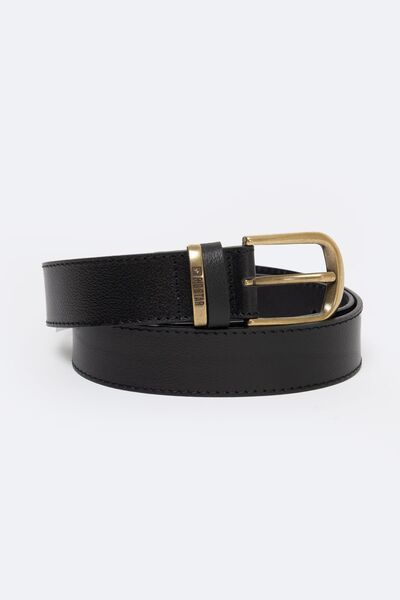 Big Star Curea de damă din piele cu cataramă aurie Gilda 906 negru M