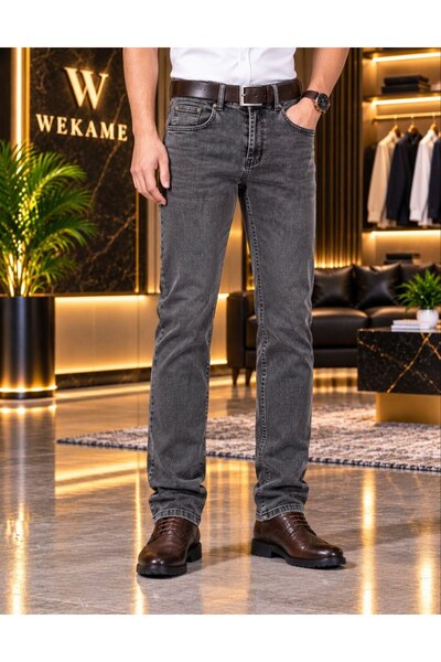 WKM Men's Regular Fit Relaxed-Fit Denim Pants