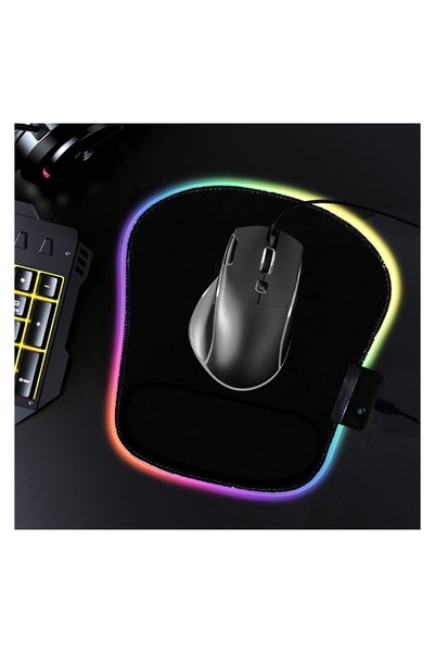 JMB Mousepad gaming RGB 23,5x21,3 cm, USB-C – iluminare schimbabilă cu un sin...