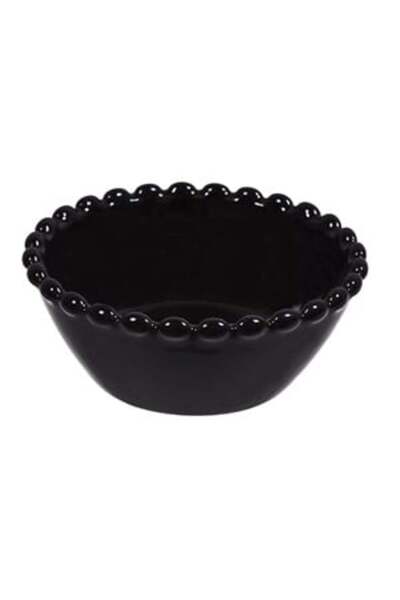 UNIC Round Black Porcelain Snack Bowl with Embossed Pearl Finish 150ml