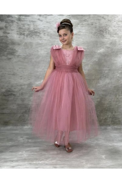 MİSS RONA KİDS Girls' Tulle Detail Puffy Evening Gown—Birthday and Wedding Dr...