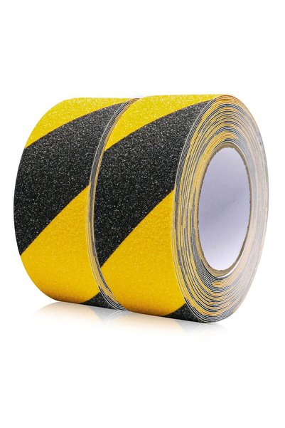 BOMEI PACK 2 Rolls Yellow and Black Anti Slip Stair Treads High Traction Stai...