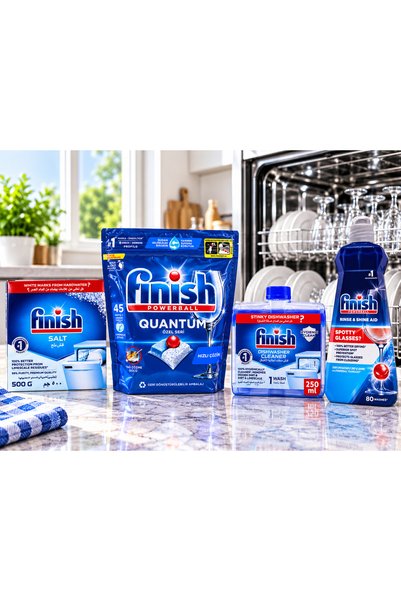 Finish Dishwasher Care Finch Set 4 Pieces - Quantum Tablets, Salt 500g, Dishw...