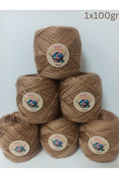 İPEK YÜN İPLİK DÜNYASI Kaşmir İpek Dokulu Örgü İpi (Camel) ince 1mm 100gr
