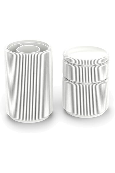 Generic Stackable Round Pen Pot and Storage Canister Set, 5 Pieces with Divid...