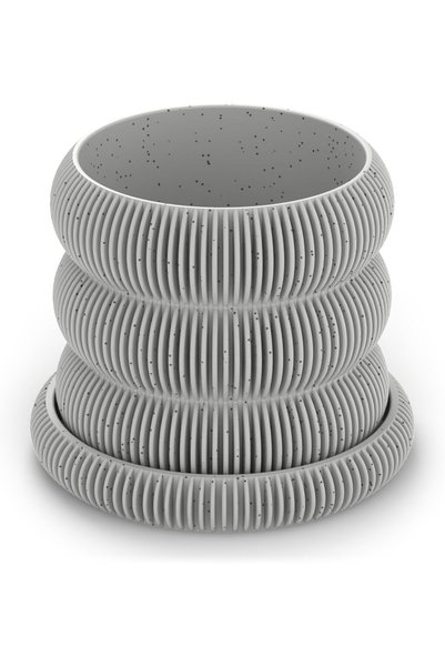 Generic Fin Plant Pot with Drip Tray, Cacti and Small Indoor Plants, Modern D...