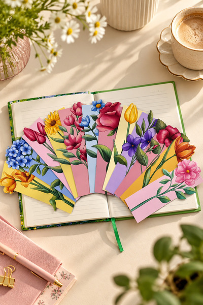 Nathy Notes Flower-Themed Bookmark Set of 12
