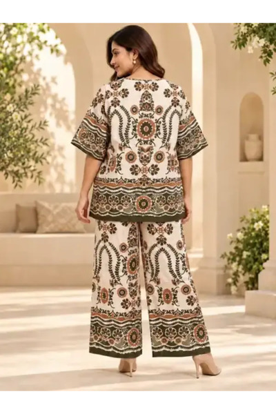 Generic Brand Women's Elegant Floral Printed 2-Piece Cord Set
