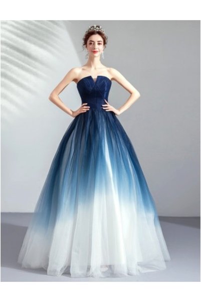 ANDONI Rochie de seară lungă, bleumarin, cu degrade