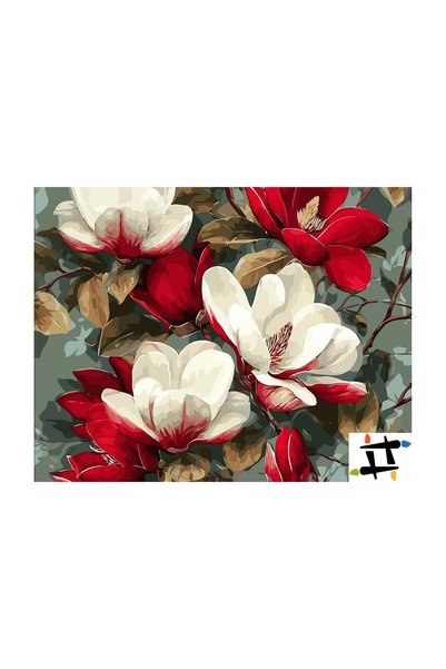 Painting-numbers Set pictura pe numere Magnolii Rubinii 6548, panza pe rama l...