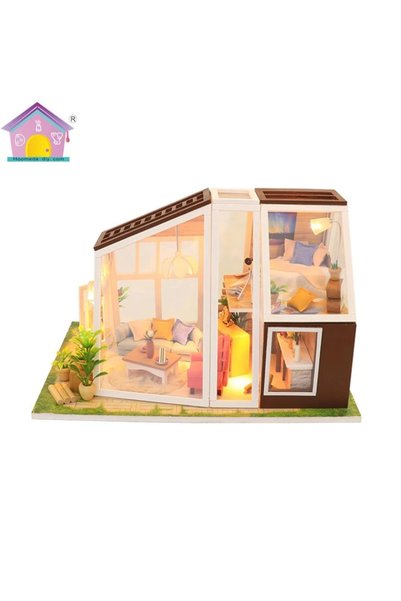 Hongda Kit de construcție DIY căsuță din lemn miniaturală cu mobilier, The Au...