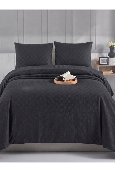Çapa Home Siena Textured Double Duvet Cover Set - Anthracite Gray