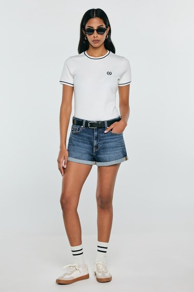 Big Star Tricou damă cu finisaj contrastant alb Lemoure 102 S