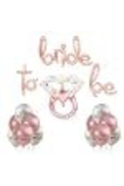 HeliosStar Bride To Be Balon Set; Baskılı Balon, Rose Gold Folyo ve Tek Taş Yüzük