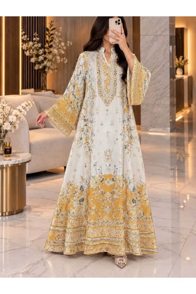 Generic Brand A Very Elegant Jalabiya, Made of Fine, Textured Chiffon Fabric ...