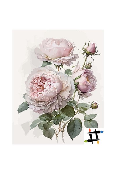Painting-numbers Set pictura pe numere Bujori roz 6528, panza pe rama lemn, 9...