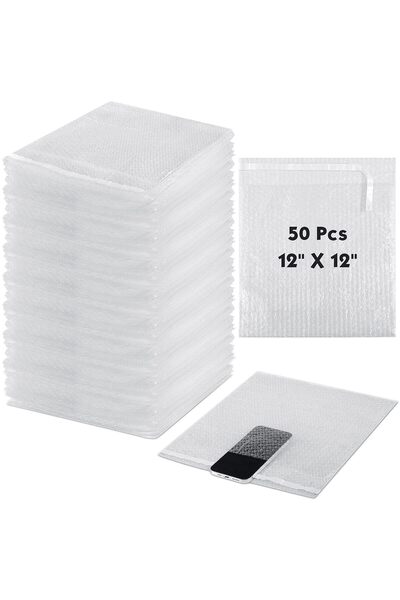 TERRIFI 50PCS Bubble Cushion Wrap Bags 12x12 Inch, Double Wall Clear Protecti...