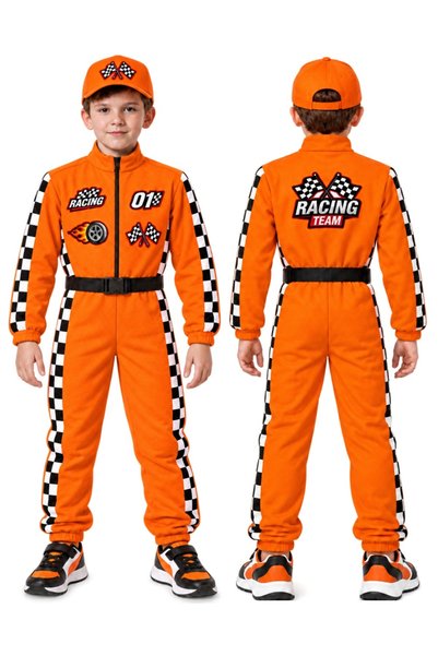 Kostüm Sarayı Children's Orange Formula Racing Suit