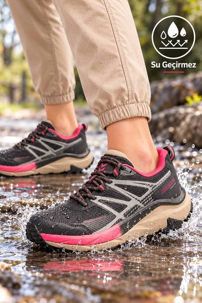 hummel Kadın Waterproof Outdoor Ayakkabı Siyah Pembe Su Geçirmez Günlük Yürüy...