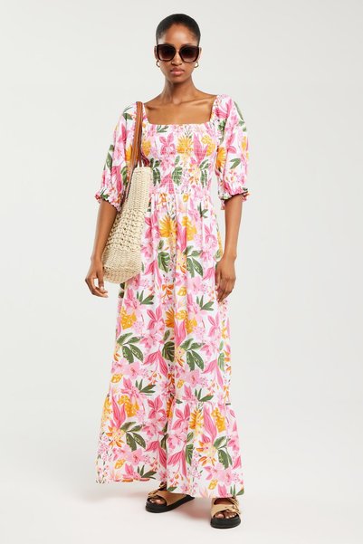 Big Star Rochie maxi de damă cu imprimeu floral Dinova 000 XL