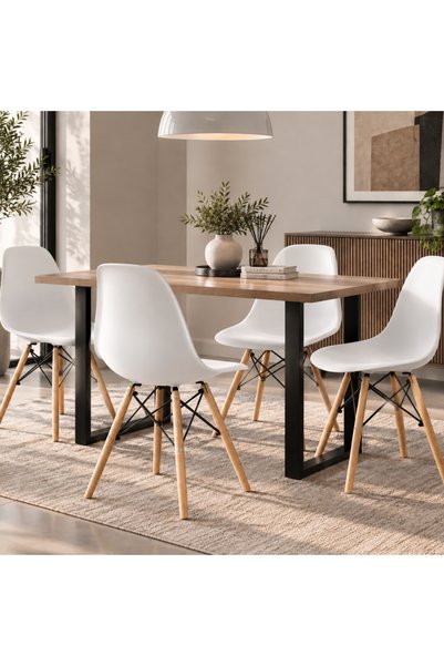 PixelsFurniture كرسي بلاستيك بقواعد خشبية من بكسل الأثاث - اثاث عصري لغرفة ال...