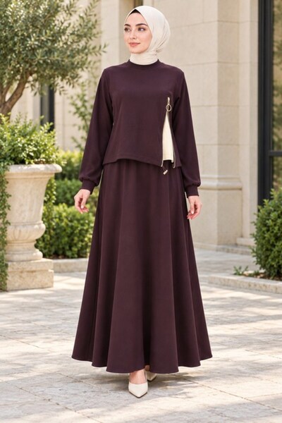 Sevitli TWO-STRAND SET WITH ZIP DETAIL—PLUM