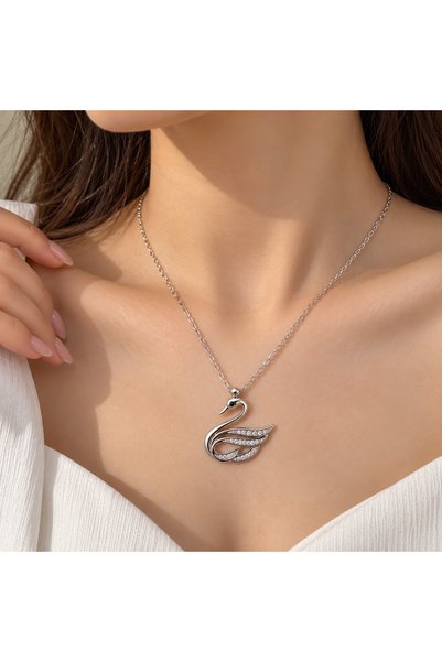 Zeyra silver kuğu kolye