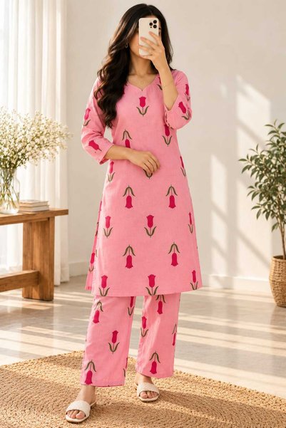 Generic Brand PREMIUM PINK BLOSSOM CORD SET FOR WOMEN