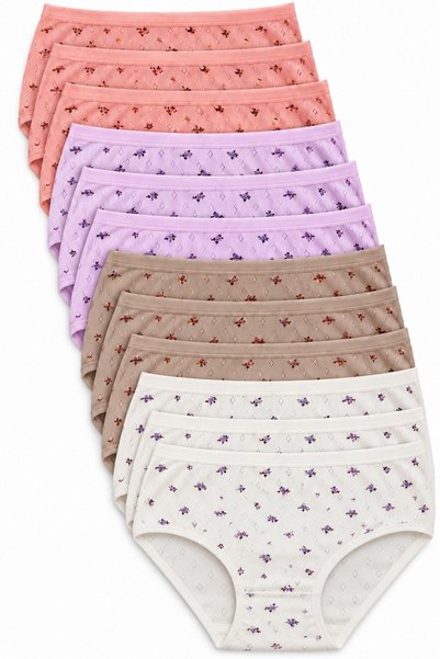 REN Women's 12-Pack Stretch Fabric Patterned Bato Panty Set, High-Waisted, 4 ...