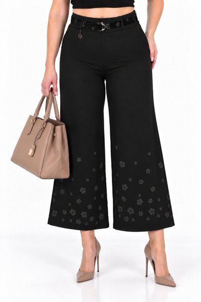 ZANESSİ FASHION Plus-Size Women's High-Waisted Floral Print Wide-Leg Cotton S...