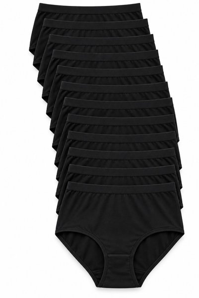 REN Women's black 12-pack women's modal high-waisted shaping panty set.
